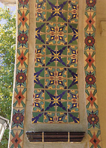 The Central Classroom Building at San Jose State University contains tiles originally designed by Solon for this site in 1924